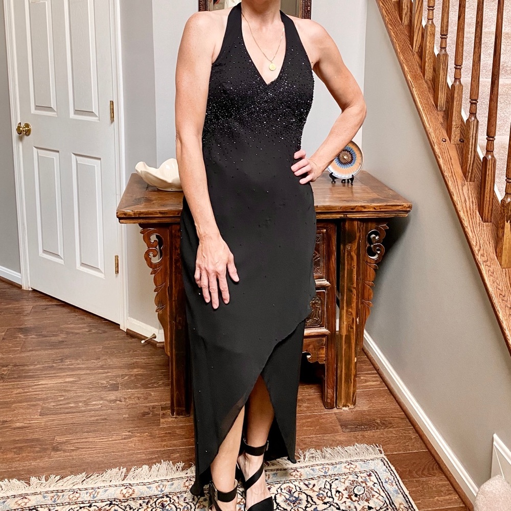 Black Halter Evening Gown